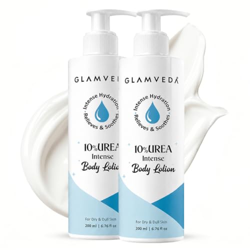 Image of Glamveda 10% Urea Body Lotion for Very Dry & Rough Skin | Intense Moisturizer for Long-Lasting Hydration | Non-Greasy & Lightweight | Repairs & Softens Skin | 200ml, Pack of 2