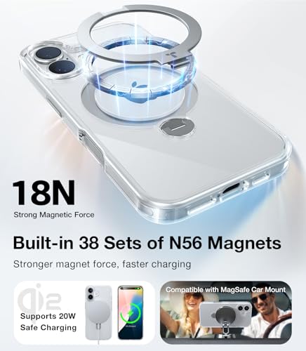 TORRAS 360° Spin Magnetic Stand for iPhone 16 Plus Case, Compatible with Magsafe,12FT Military Shockproof - Image 4