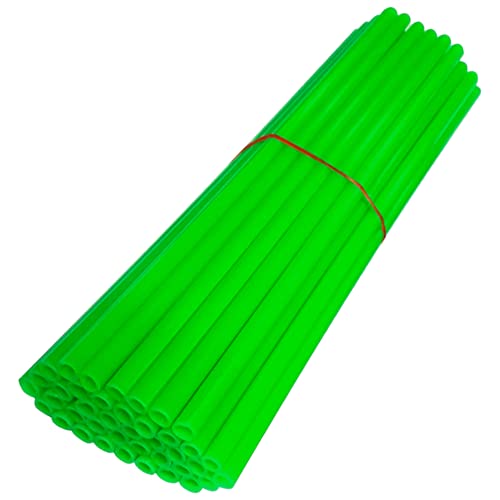 cyclingcolors 72x Couvre Rayon Roue Avant arrière Jante Tube Paille Fendue 235 mm (21 Pouces) idéal vélo BMX Fixie Moto cyclomoteur Pit Dirt Cross (Vert)
