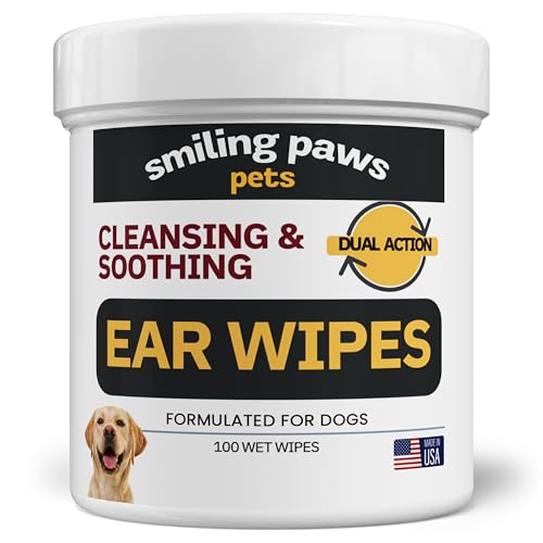 Smiling Paws ペット イヤーワイプ 犬用 | アロエとユーカリで耳のかゆみを止める犬用耳拭きオーティッククレンザー 米国製 100枚の商品画像（Amazon）