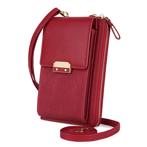 Katech Bolsos Bandolera para Mujer, Bolso Movil Mujer Cartera Movil Cuero PU con Ranura para Tarjetas y Correa de Hombro Ajustable, Apto para Teléfonos de Hasta 6,5 Pulgadas