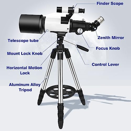 Telescope for Adults & Kids, 70mm Aperture 500mm Refractor Telescope for Astronomy Beginners, 20X-150X, Fully Multi Coated Optics, Portable Travel Telescope with Pro Tripod, Phone Adapter & Backpack 2 41PulzoYpCL. AC