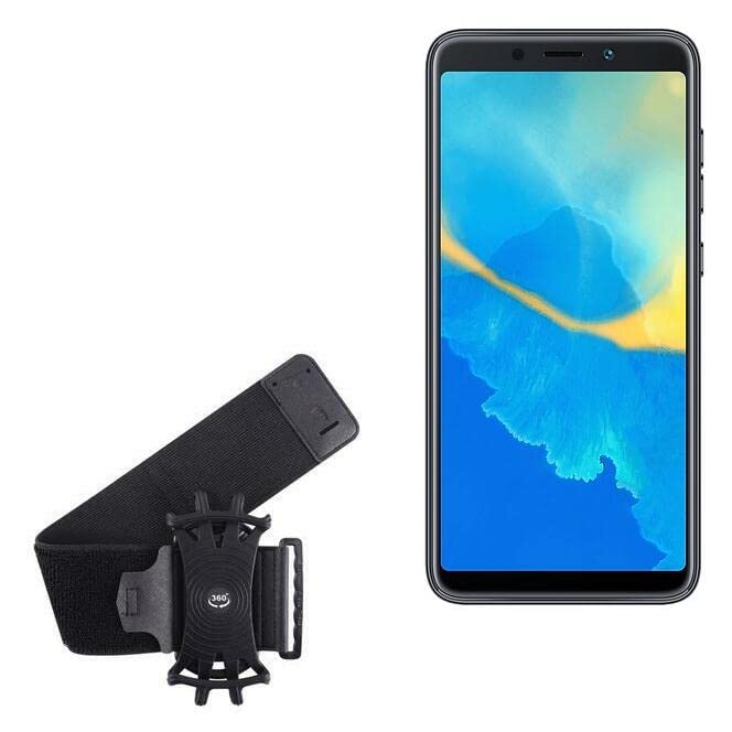 BoxWave Holster Compatible with CellAllure Chic X2 - ActiveStretch Sport Armband, Adjustable Armband for Workout and Running - Jet Black