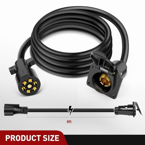 Image of Nilight 7 Way Trailer Plug Extension Cord 8 Feet (Pack of 5)