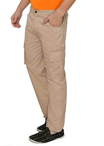 Image of ASHDAN Outdoor Solid Cargos. Regular Fit. Multi-Utility Pockets. Sturdy Polyester-Cotton Blended Cargo Trousers