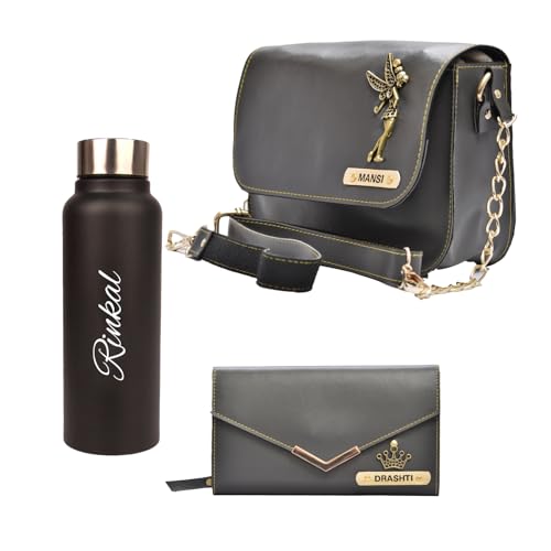 Image of YOUR GIFT STUDIO Customized Women Gift Set | Personalized Ladies Purse, Sling Bag Gift Set | Birthday Gift Set for Ladies | Anniversary Gift for Women