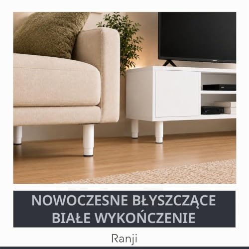 Ranji Zestaw 4 regulowanych nóżek meblowych, 8-11,5 cm, białe, metalowe nogi do sofy, łóżka, szafki pod telewizor, kuchni, łazienki i szafki nocnej, antypoślizgowe