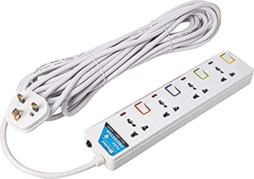 N Narken Narken TC E4-3 E-Series Extension Cord, 4 Ways 3 Meter Electric Universal Power Strip wire, 13A Fuse surge With Separate Single Switch and Indicate light, Max 13A, 3250W, AC 250V