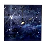 Orologi da parete del soggiorno Notte stellata Orologio silenzioso senza ticchettio,orologio da parete con numero a batteria da 8 pollici per la decorazione domestica dell'ufficio scolastico