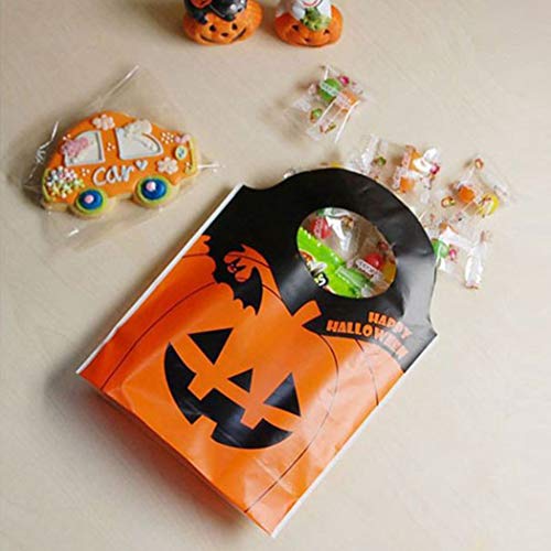 Outgeek 50 peças Bolsa de Halloween Portátil Plástico Bonita Abóbora Doce Bolsa de Compras