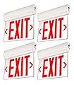 LEONLITE Red Emergency Exit Sign, UL 924, LED Edge Lit Exit Sign, Hardwired Exit Lights with Battery Backup, Double Sided, Rotating Acrylic Clear Panel, Top/Side/Wall Mount, AC 120/277V, Pack of 4