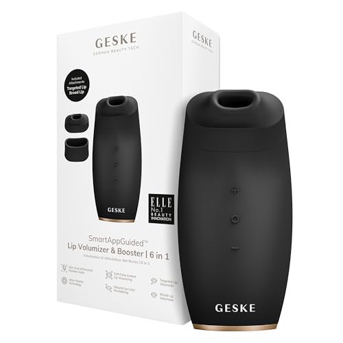 GESKE | SmartAppGuided™ Lip Volumizer & Booster | 6 en 1 | Rellenador de labios rápido | Lip booster labios más carnosos | Rellenador y ampliador labial automático | Aumento labios volumen selfie