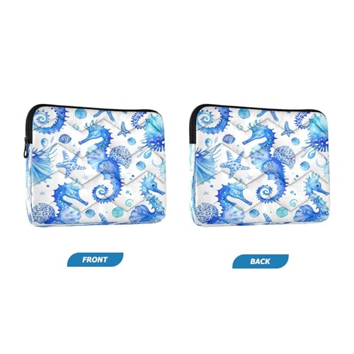 Funda para laptop 13-14 pulgadas con patrón azul de caballitos de mar miniatura 2