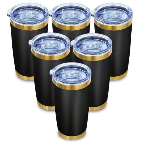 Image of 20 oz Insulated Tumbler Bulk Stainless Steel Tumbler,Black,6 Pack