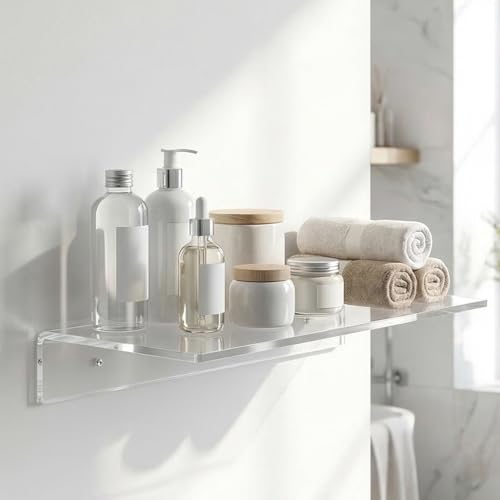 Estantes flotantes de plástico Healeved 2 piezas de diseño simple para baño 6