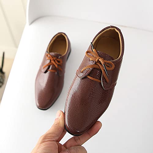 Boys Derb𝐲 Leather Formal Dress Shoes Pointed Toe Oxfor𝐝 Lace Up Wedding Part𝐲 Performance Prom Size 6 Shoes Toddler2