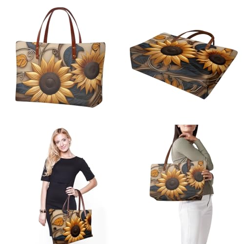 Image of 2PCS Tote Bag for Women Top Handle Purse with Wallet, Hobo Bag Tote Shoulder Bag with PU Cosmetic Bag