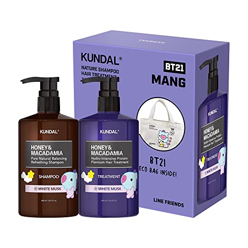 BT21ヘアケア300ml エコバッグ付きセット MANG ホワイトムスク シャンプー300ml＆トリートメント300ml タタ アールジェイ シューキー マン コヤ チミー クッキー