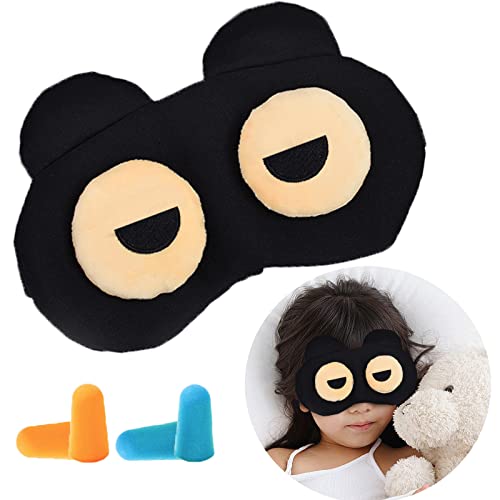 Masque de Nuit, BSITSSS 3D Masque de Sommeil Mignon Masque Yeux Cache Yeux pour Dormir, Ultra-Douce & Confortable Respirant Masque Sommeil Masque Nuit avec Sangle Réglable et Bouchons d'oreille(D) Cover