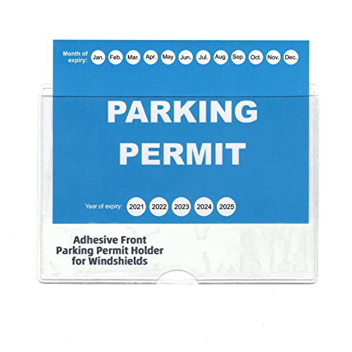 Gialer 2 Pack - Parking Permit Holder for Car Windshield - Clear Adhesive Parking Tag Pouch - Vinyl Plastic Document Protector Holds Large Parking Placard, Pass, Decal or Sticker (4 x 3)