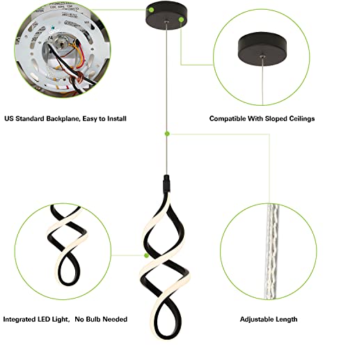 Pendant Light, Integrated Led Kitchen Lighting, 12.5W(40 Watt Equivalent), Cri 90+, With Black Finished, Etl Listed, Ceiling Pendant Light Fixture For Kitchen Island Restaurant Kitchen Sink, 3 Pack #TOP1