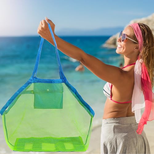 Mesh Beach Bag Large Grocery Bags Swim and Pool Storage Bag for Collecting Reusable Tote- #032