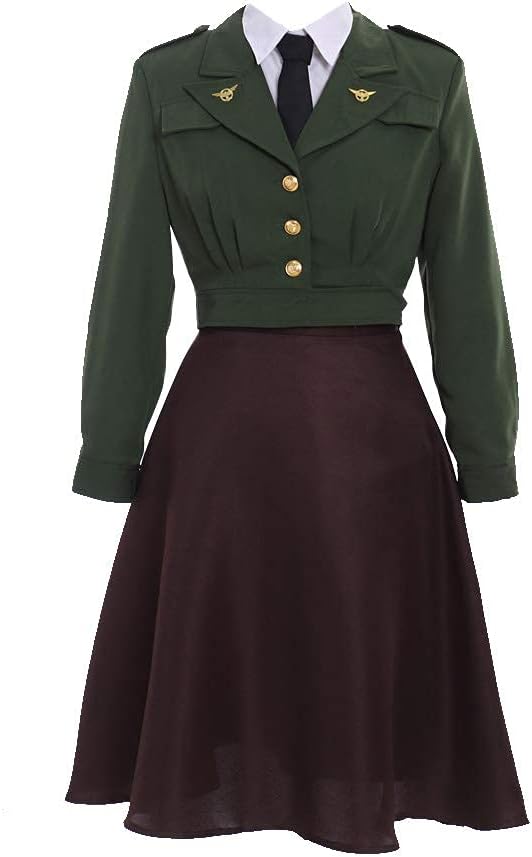 Fortunehouse Women's Officer Uniform Agent Peggy Carter Dress Cosplay Costume Uniform Suit