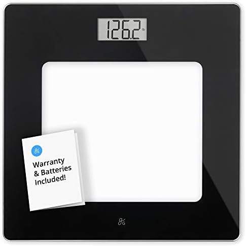 Greater Goods Digital Weight Bathroom Scale, Shine-Through Display, Accurate Glass Scale, Non-Slip & Scratch Resistant, Body Weight (Clear Black)