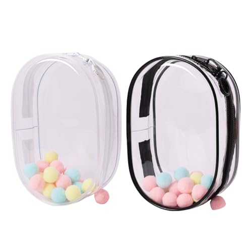 2PCS Clear Figure 7inches Display Bag Case with Keychain Pom Balls for 17cm Dolls ,Storage Bag Hanging Organizer Zipper Protection,Also a Makeup Bag,Oval Shape 2PCS Clear Figure 7inches Display Bag Case with Keychain Pom Balls for 17cm Dolls ,Storage Bag Hanging Organizer Zipper Protection,Also a Makeup Bag,Oval Shape