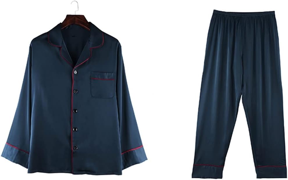 Men's long-sleeved silk ice loungewear spring and autumn thin section plus size suit