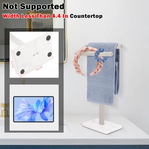 Foto de Livabber Toallero de mano de pie, soporte para toallas de mano de acero inoxidable 304 con base de mármol pesada, accesorios de baño, anillo de toalla para encimera de baño, cocina, 14 pulgadas (imagen 7)