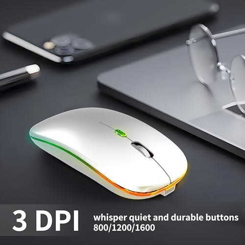 Bluetooth Keyboard & Mouse Combo for iPad - Rechargeable RGB Wireless Set with 7-Color Backlit, Compatible with iPad 10th/9th/8th Gen, iPad Pro/Air/Mini (White). by dunfirn - Used condition - Image 6
