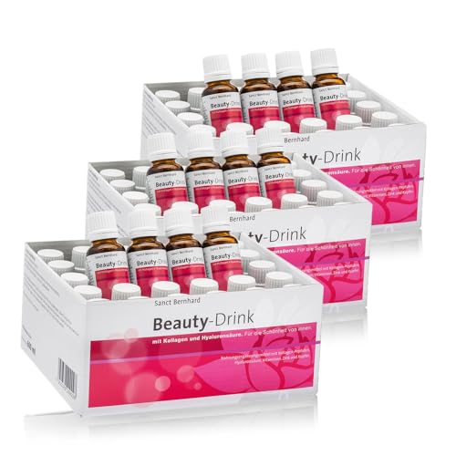 Beauty-Drink con colágeno VERISOL®, ácido hialurónico, vitaminas, biotina, cobre y zinc – 3x 30 ampollas bebibles de colágeno hidrolizado líquido para piel, cabello y uñas –Colágeno líquido bebible