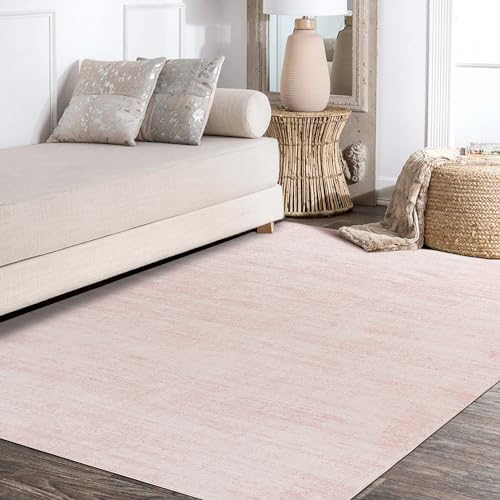 Bileehome Light Pink Rug 5X7 For Nursery Bedroom,Abstract Cute Modern Washable Boho Area Rugs For Girls Room,Blush thumb #6