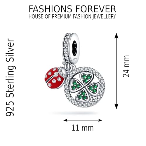 Charm de trébol de cuatro hojas en plata y circonitas para look diario 2