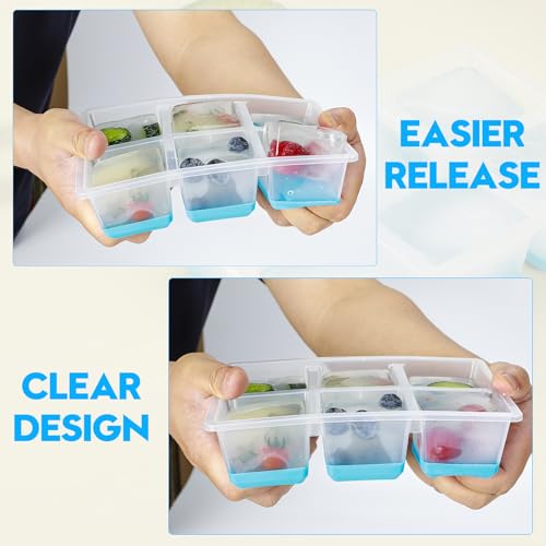 Stampi per Ghiaccio da 6 cm, Grande e Trasparente, JRISBO Stampo per Cubetti di Ghiaccio Silicone con Coperchio senza BPA, Vaschetta Forme Ghiaccio Formine per Cocktail Whisky - immagine 3