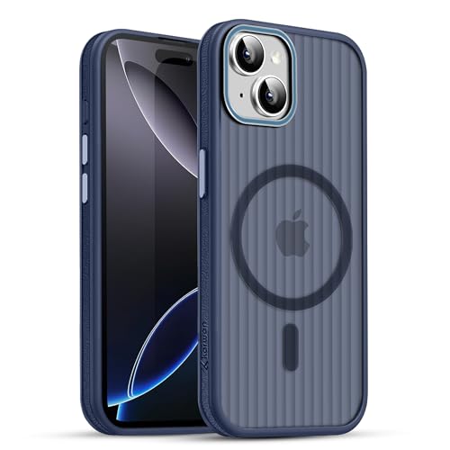 Image of KARWAN Polycarbonate Beam Magnetic Protective Cover Compatible with iPhone 15 Camera & Body Protection|Anti Shock,Scratch Resistant|Precise Cutouts Modern Design|Wireless Charging (Blue)