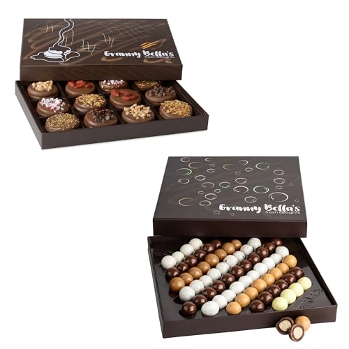 Granny Bellas Chocolate Christmas Bundle, Covered Cookies and Maltballs Holiday Gifts Sets, Family Food Delivery Ideas, Prime Gourmet Candy Basket, For All Couples Families Adults Men Women Mom