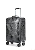 Baxi&barna Crocodile Embossed Hardside Carry-On Luggage, 20 inches, Black (22.8X14.7X9.2 Inch)