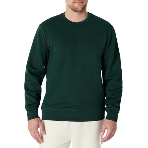 Amazon Essentials Men's Active Sweat Relaxed-Fit Crewneck Pullover Sweatshirt, Dark Green, Large