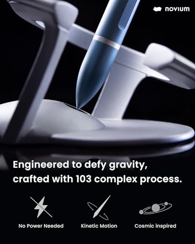 Image of novium Hoverpen Interstellar - Futuristic Luxury Pen Made With Aerospace Alloys, Unique Aesthetic, Free Spinning Executive Pen, Gifts for Men & Women (Neptune Blue)