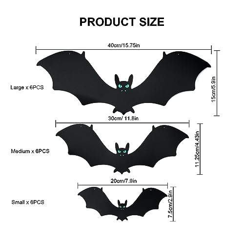 18PCS Hanging Bats Halloween Decorations Realistic Fake Hanging Flying Bats - image 2