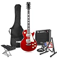 Complete Guitar Starter Pack: The Max Gigkit Single-Cut Style Beginner Electric Guitar Package includes everything you need to begin your musical journey—perfect for beginners eager to learn and play! Stylish Single-Cut Style Guitar: Featuring a slee...