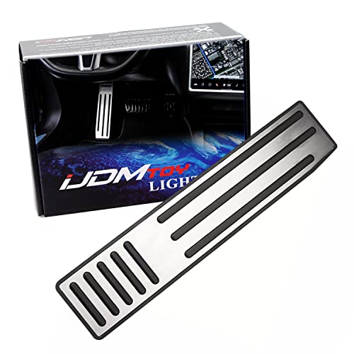 iJDMTOY Satin Silver Racing Sports Style Foot Rest Dead Pedal Cover Compatible With Tesla 2012-2021 Model S and 2015-2021 Model X