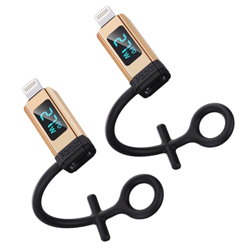 pzoz USB C to Lightning Adapter with LED Display, 27W Type C PD Fast Charging Lighting Adaptor for Phone 14/13/12/11/XS/XR/SE/AirPods, Fits MacBook Charger Cable, Support Data Transfer (2 Pack)