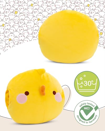 NICI Handmuff Piu Piu 33x33x10cm - Flauschiger Kinder Muff mit Piu Piu Gesicht für Mädchen, Jungen & Babys, Handwärmer ideal für kalte Tage – 61170, Gelb