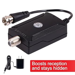 GE Indoor HD Digital TV Antenna Amplifier, Low Noise Antenna Signal Booster, Clears Up Pixelated Low-Strength Channels, Supports HD Smart TV VHF UHF, AC Adapter, Black, 42178