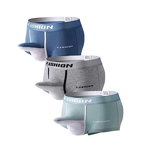 Men's Cotton Separate Pouch Boxer Briefs Underwear Breathable Panty Trunks Underpanties