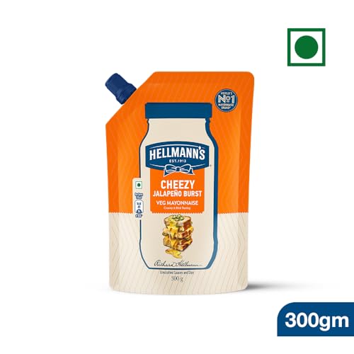 Image of Hellmann's Cheezy Jalapeno burst Mayo, 85g, for Ultimate Sandwich Experience, with Cheese and Jalapeno, 100% Vegetarian, World's No.1 Mayonnaise Brand