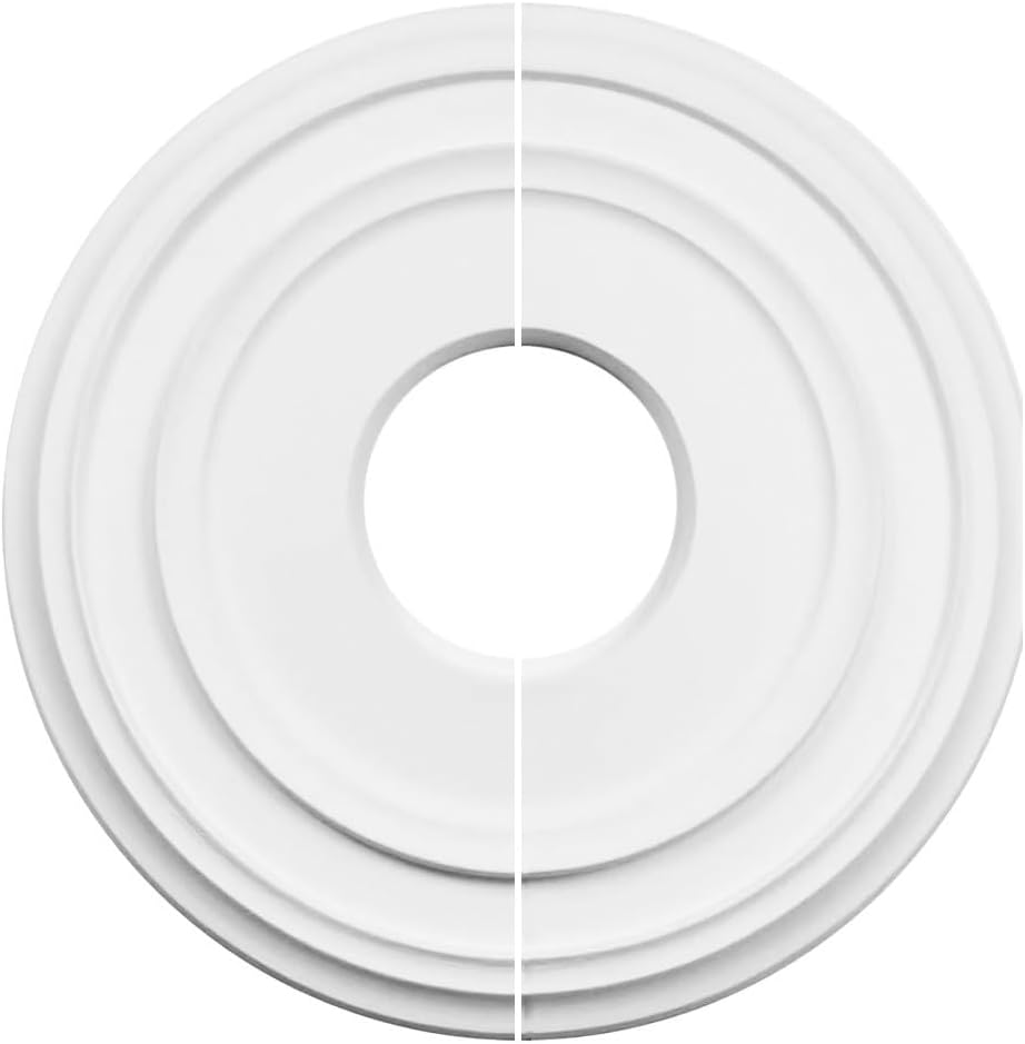 12 Inch Round PU Ceiling Medallion for Ceiling Fans and Light Fixtures, White Decorative Cover Plate to Hide Holes and Cracks, for Easy Install Split Molded Design